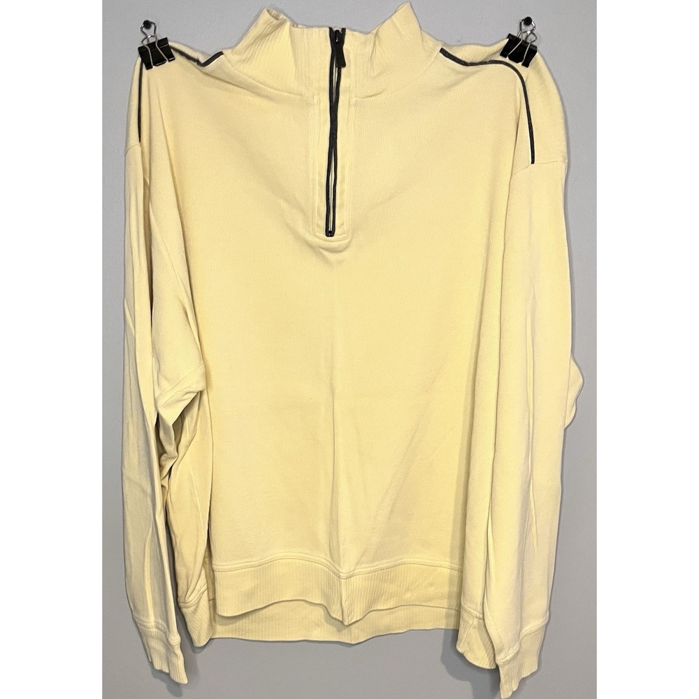 Vintage Kenneth Roberts Platinum Sweater Mens XXL 1/4 Zip Pullover Butter Yellow
